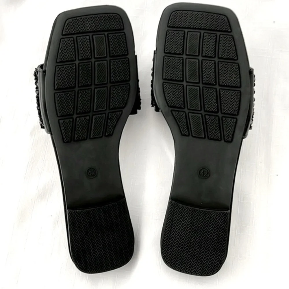 Black Textured Slip~Ons~ Slides / Dress Up or Down / Perfect For Summer - Picture 5 of 9